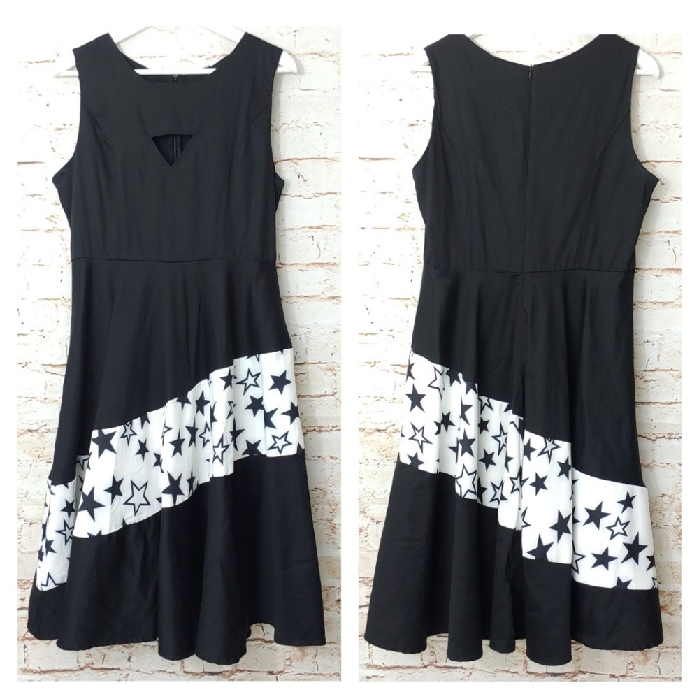Retro Rockabilly Swing Dress B & W with Stars